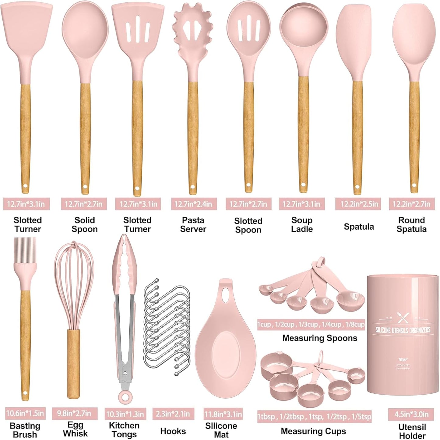 33 Piece Non-Stick Kitchen Utensils with Stand
