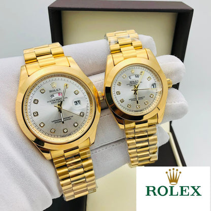 Rolex Stainless Steel Couple Watch + Free Delivery In UAE