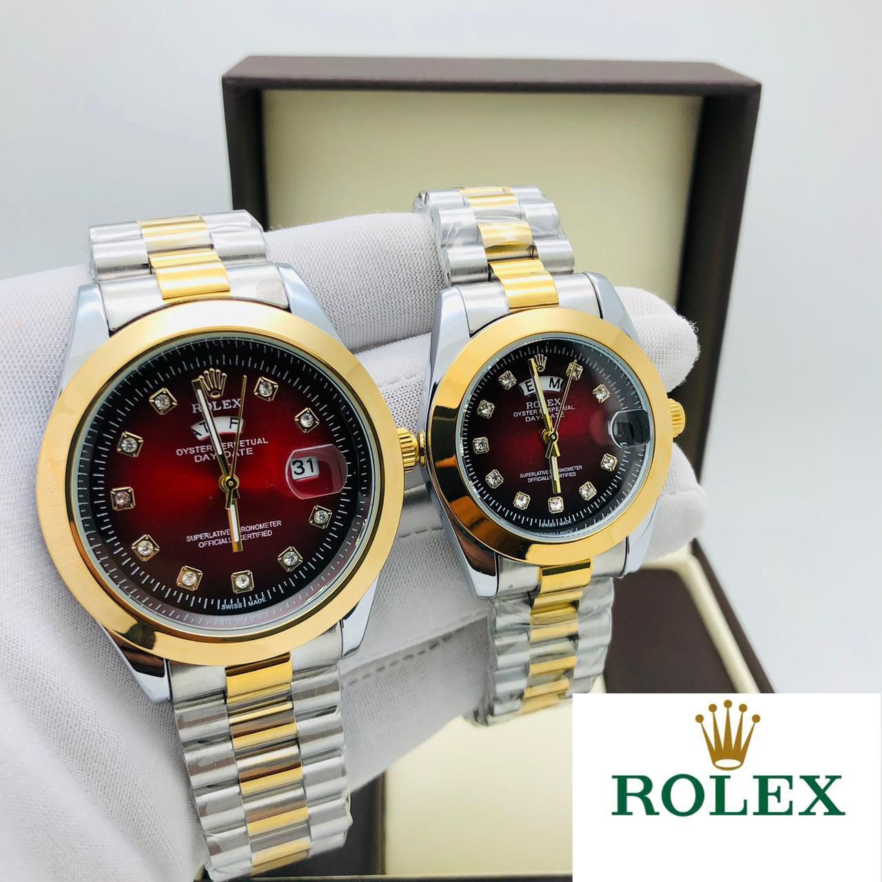 Rolex Stainless Steel Couple Watch + Free Delivery In UAE