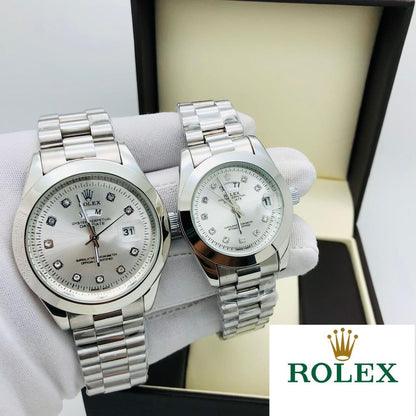 Rolex Stainless Steel Couple Watch + Free Delivery In UAE